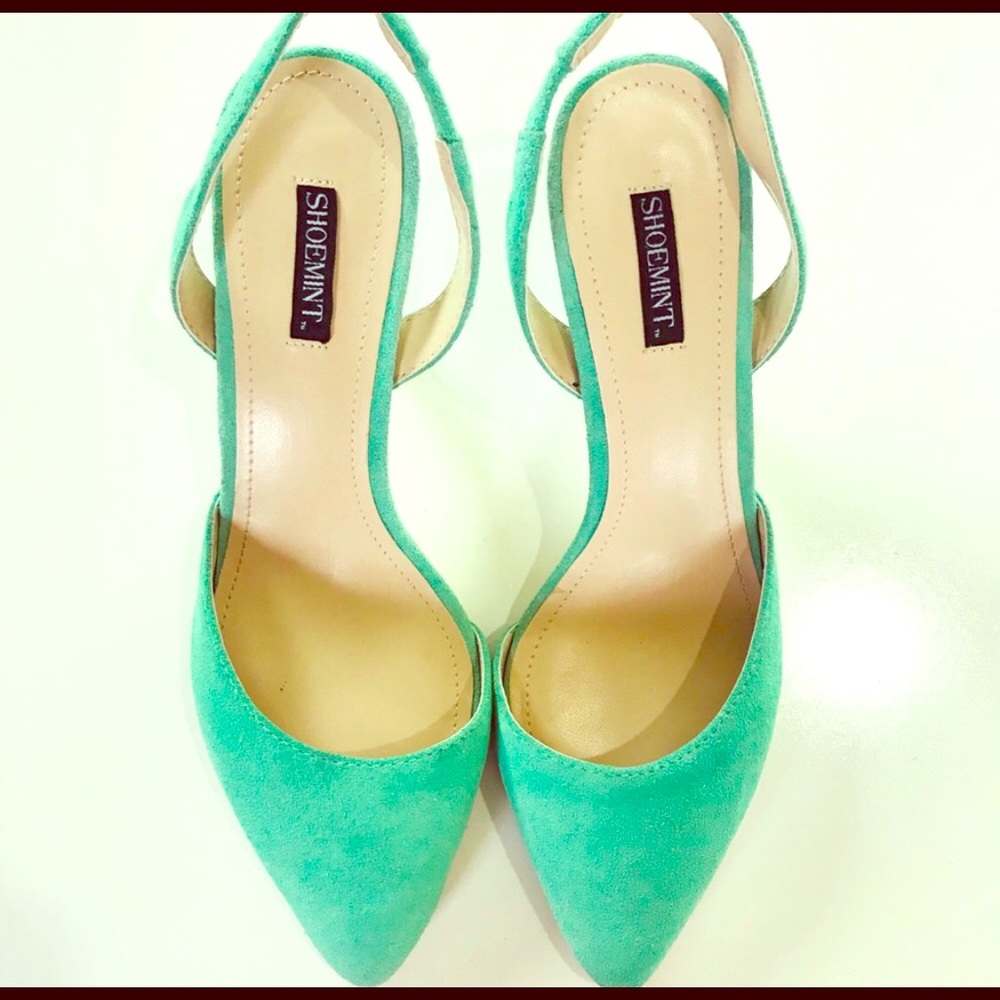Mint green faux suede shoes